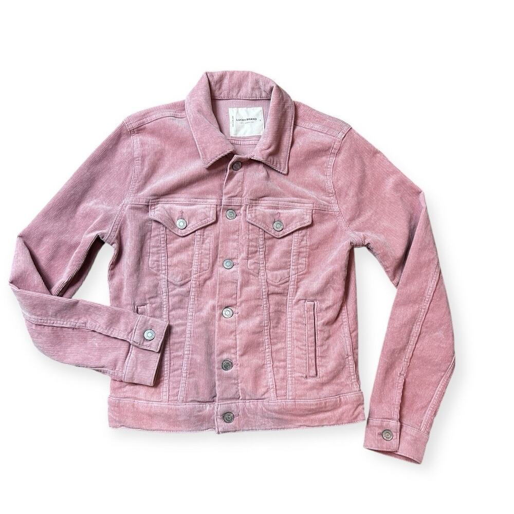 Lucky Brand Corduroy Tomboy Trucker Jacket Women's Small Pink Classic